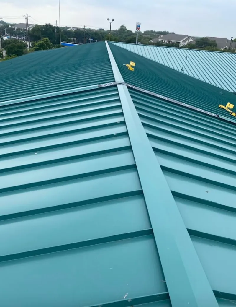 Green commercial metal roof ridge and valley for Metal Roof Repair in Rupert
